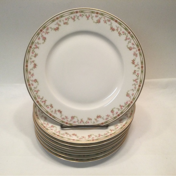 Theodore Haviland Luncheon Plate Limoges Geometric & Roses Border Schleiger 346 - Picture 2 of 5